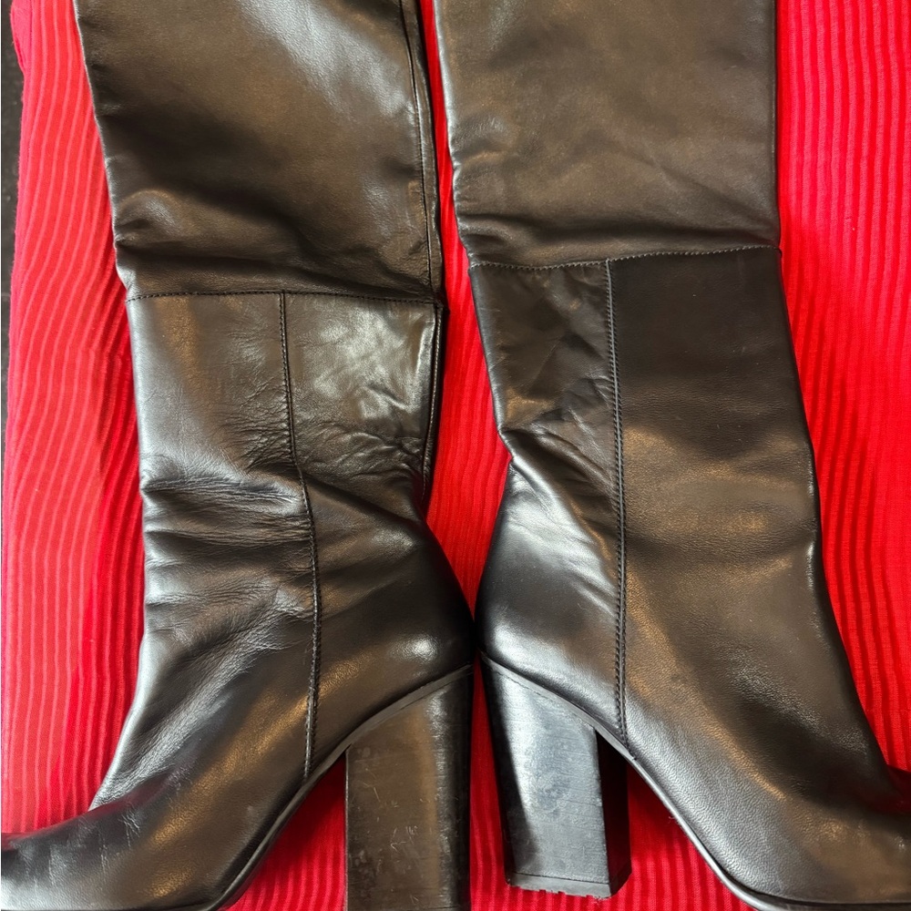 Stuart Weitzman Black Leather Heeled Boots